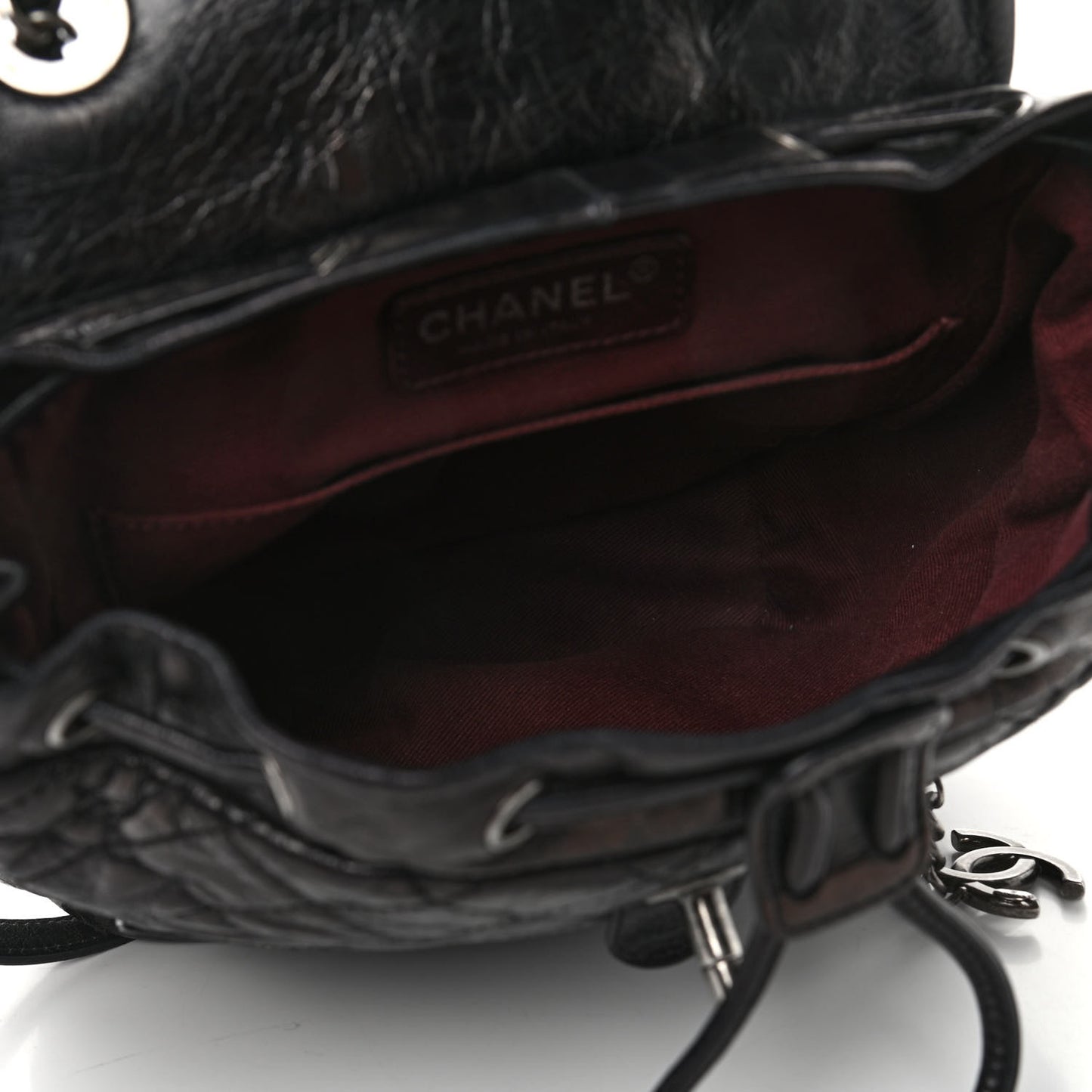 Glazed Calfskin Quilted Small Salzburg Mountain Backpack Black