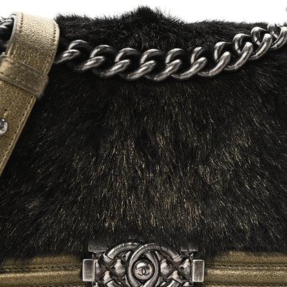 Chanel Metallic Calfskin Fur Small Boy Flap Gold 8 of 10