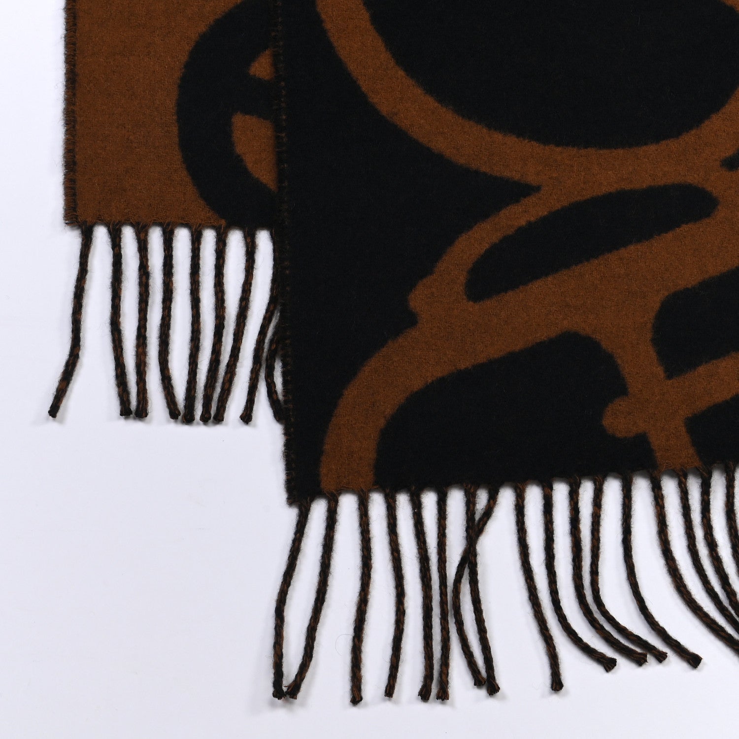 Hermes Cashmere Boucles et Camails Muffler Marine Caramel 3 of 4