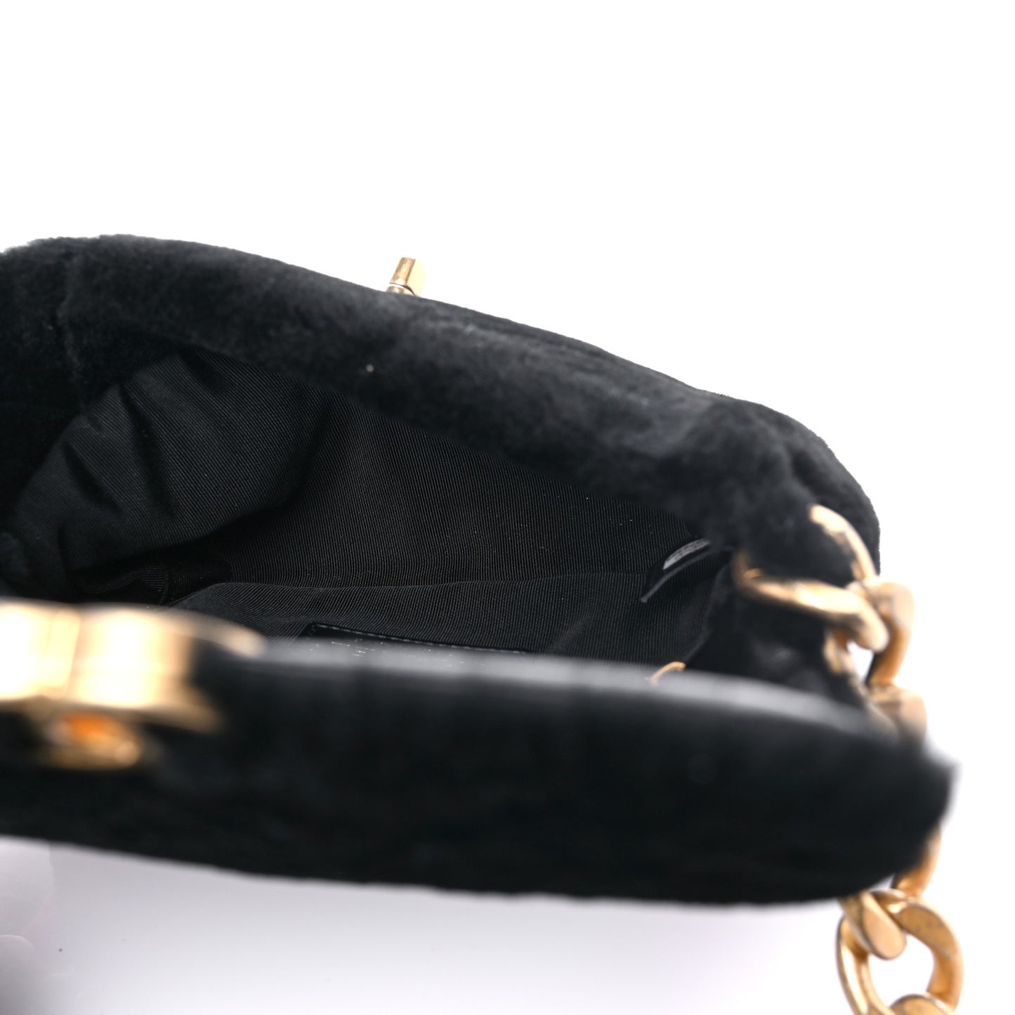 Shearling Quilted Single Flap Black