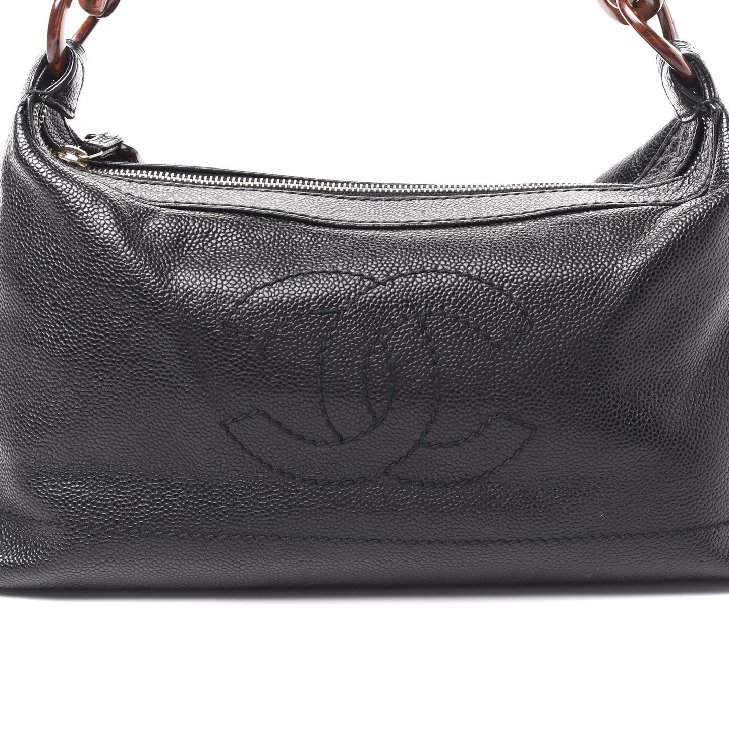 Caviar CC Wood Chain Hobo Black