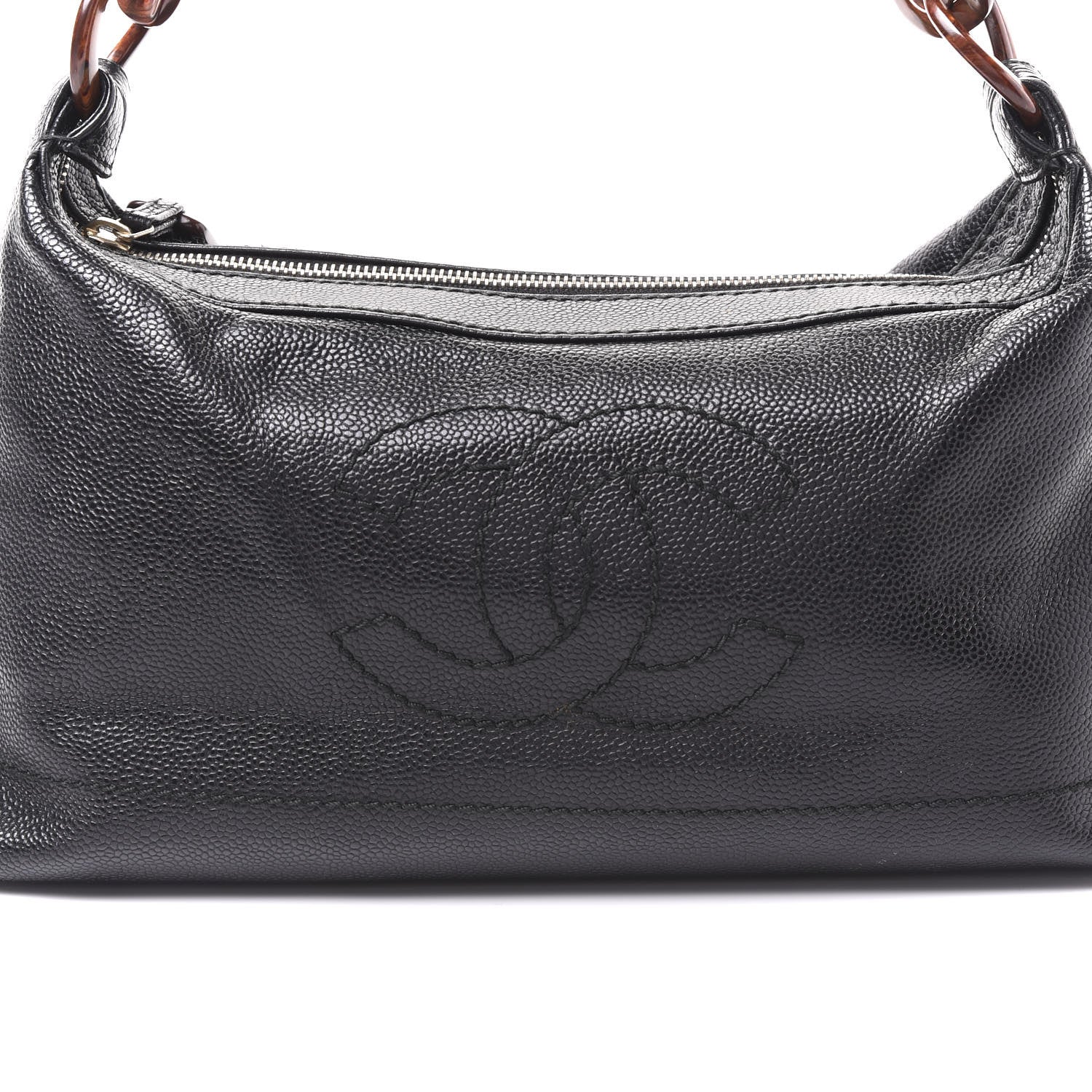 Chanel Caviar CC Wood Chain Hobo Black 14 of 14