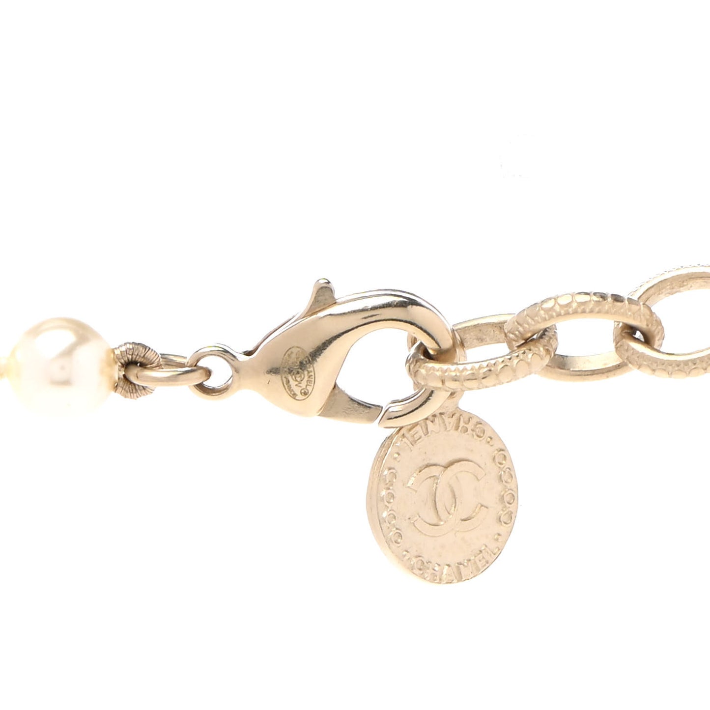 Pearl CC 100th Anniversary Necklace Light Gold