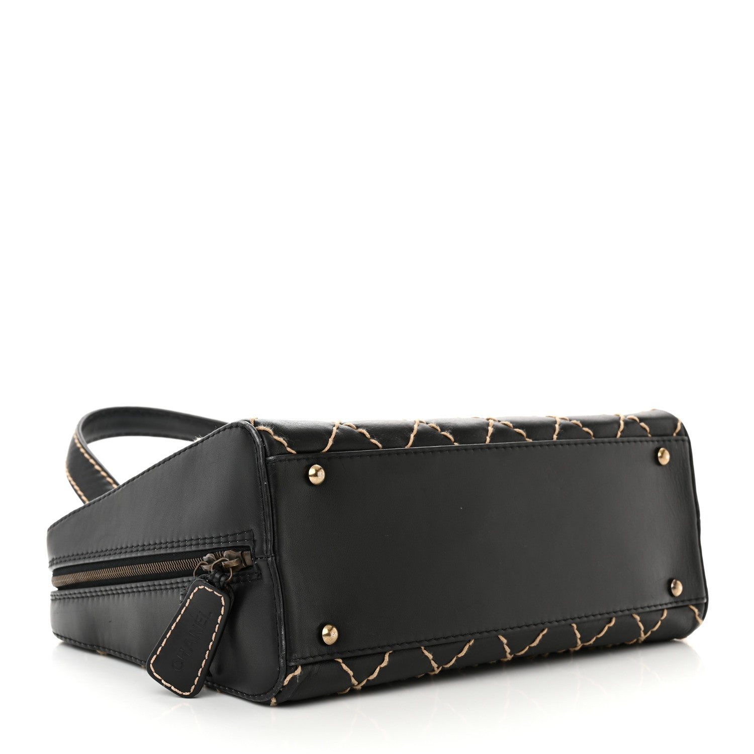 Chanel Calfskin Wild Stitch Vertical Top Handle Bag Black 4 of 14