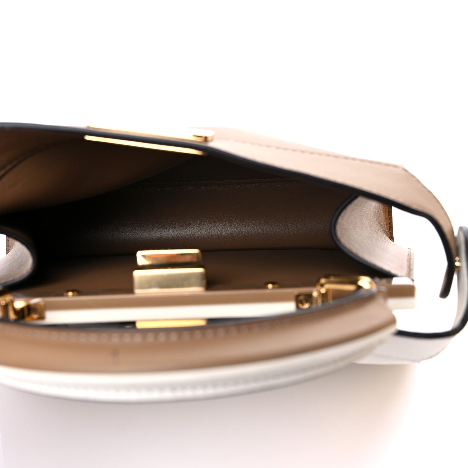 Fendi Vitello Seta Nappa Plexiglass Bi-Color Small Peekaboo I SEE U Satchel White Ice Sand 4 of 9