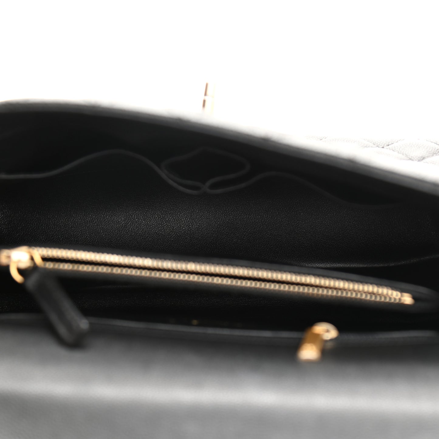 Caviar Lizard Embossed Quilted Small Coco Handle Flap Black