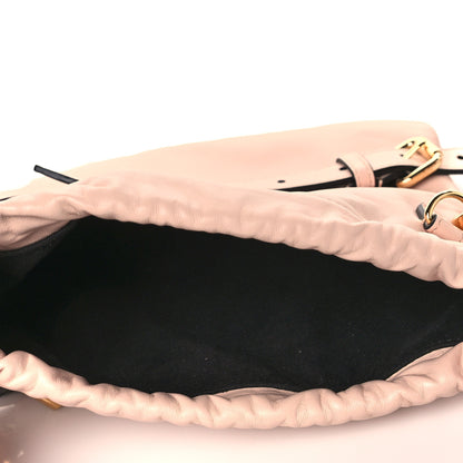 Fendi Soft Nappa Logo Small Drawstring Pouch Bag Rosa Quarzo Black 4 of 8