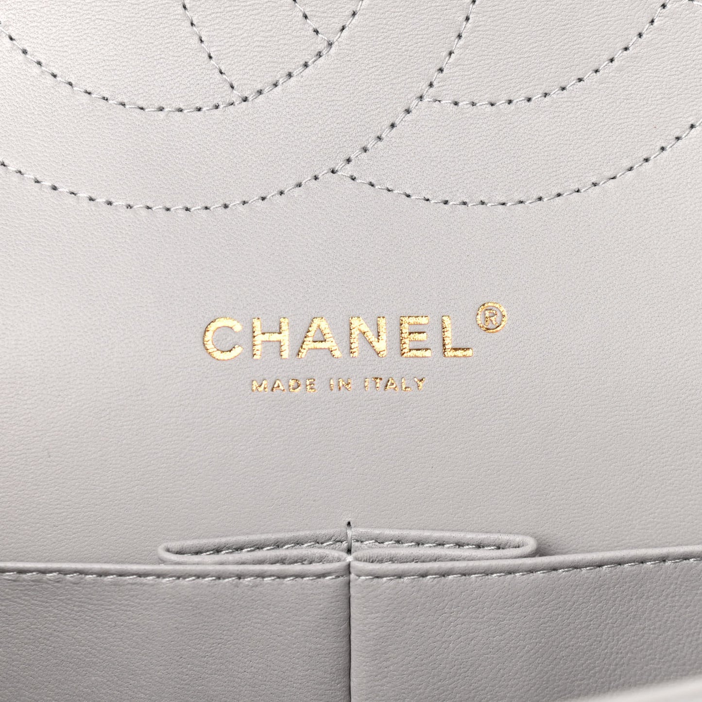 Caviar Quilted Jumbo Double Flap Grey