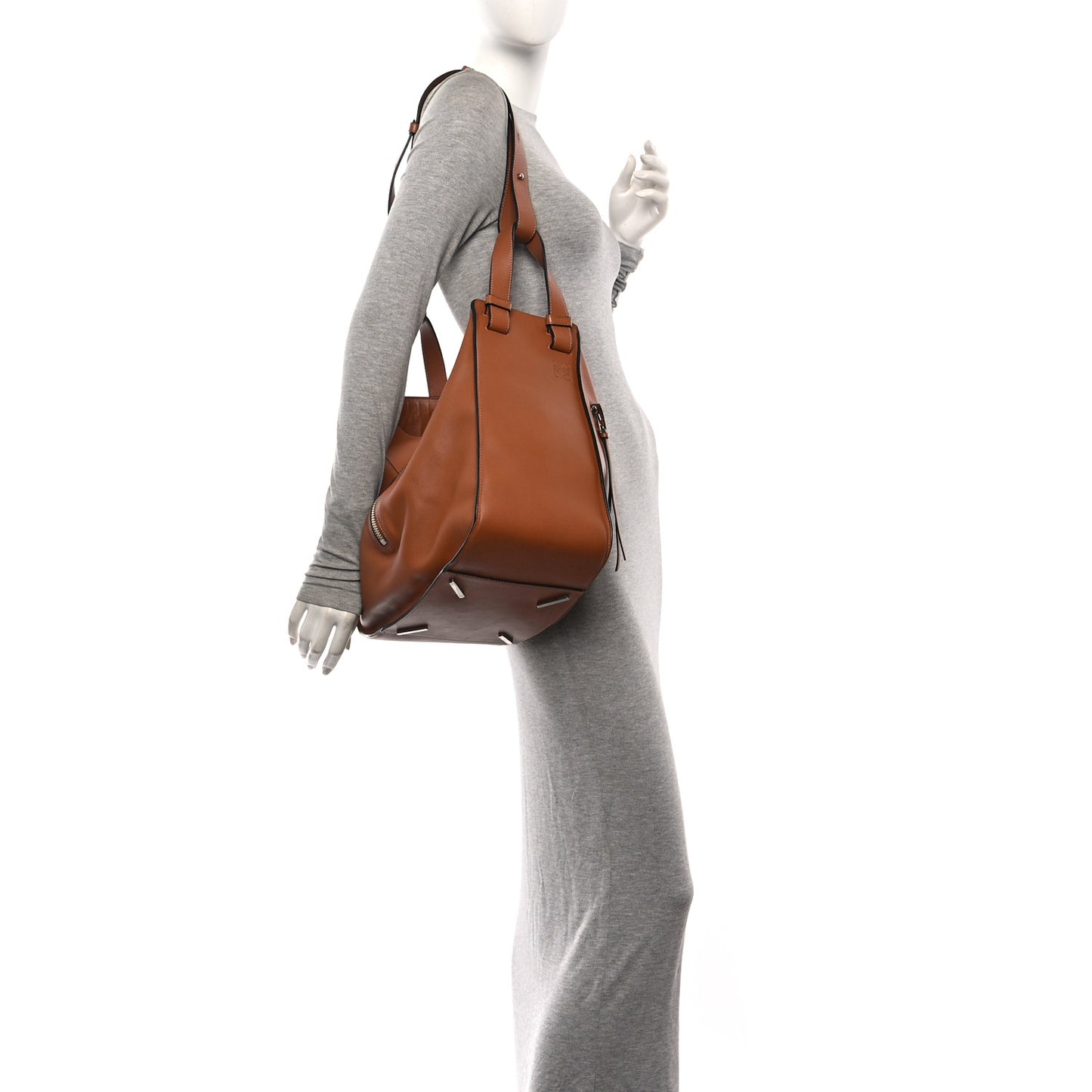 Grained Calfskin Medium Hammock Shoulder Bag Tan