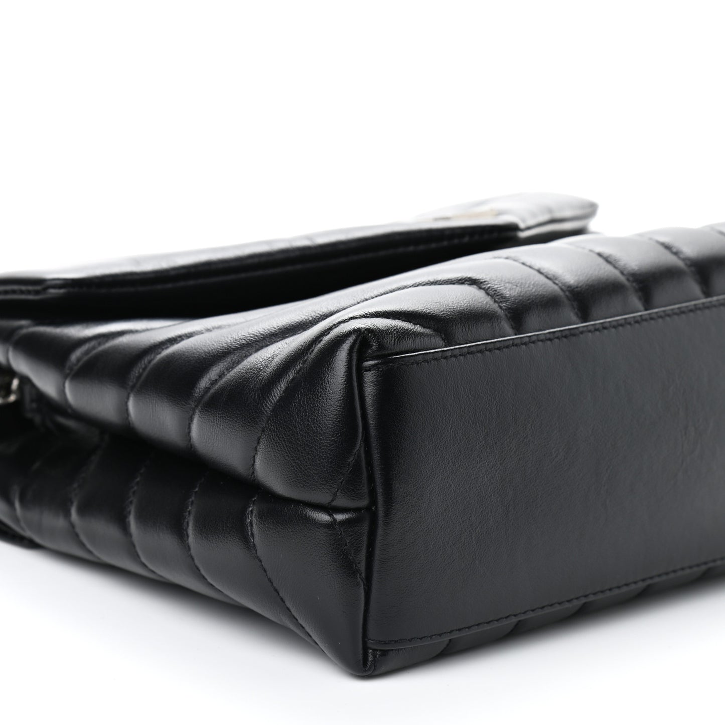 Calfskin Y Quilted Monogram Small Loulou Chain Satchel Black
