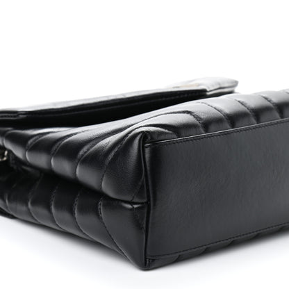 Saint Laurent Calfskin Y Quilted Monogram Small Loulou Chain Satchel Black 9 of 10