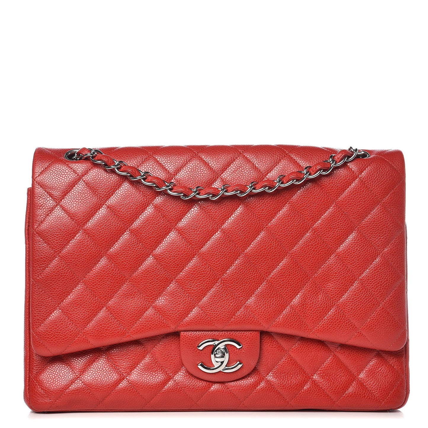 Caviar Quilted Maxi Double Flap Red