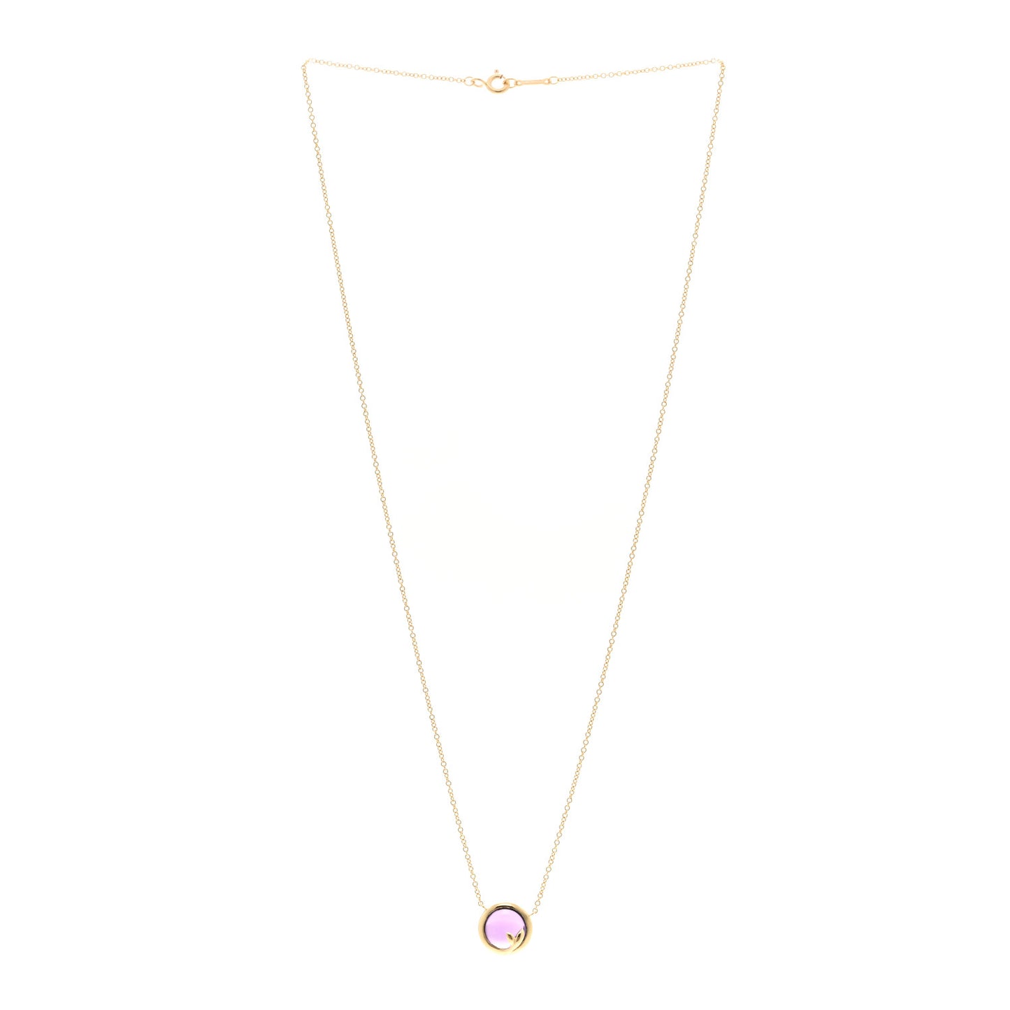 18K Yellow Gold Amethyst Paloma Picasso Olive Leaf Pendant Necklace