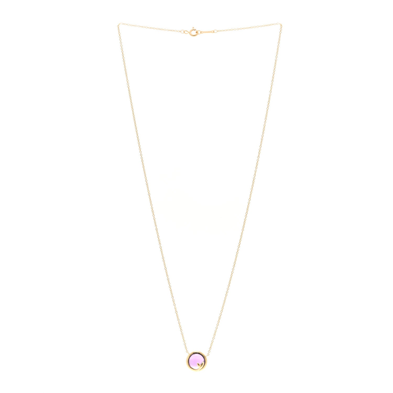 Tiffany 18K Yellow Gold Amethyst Paloma Picasso Olive Leaf Pendant Necklace 3 of 4
