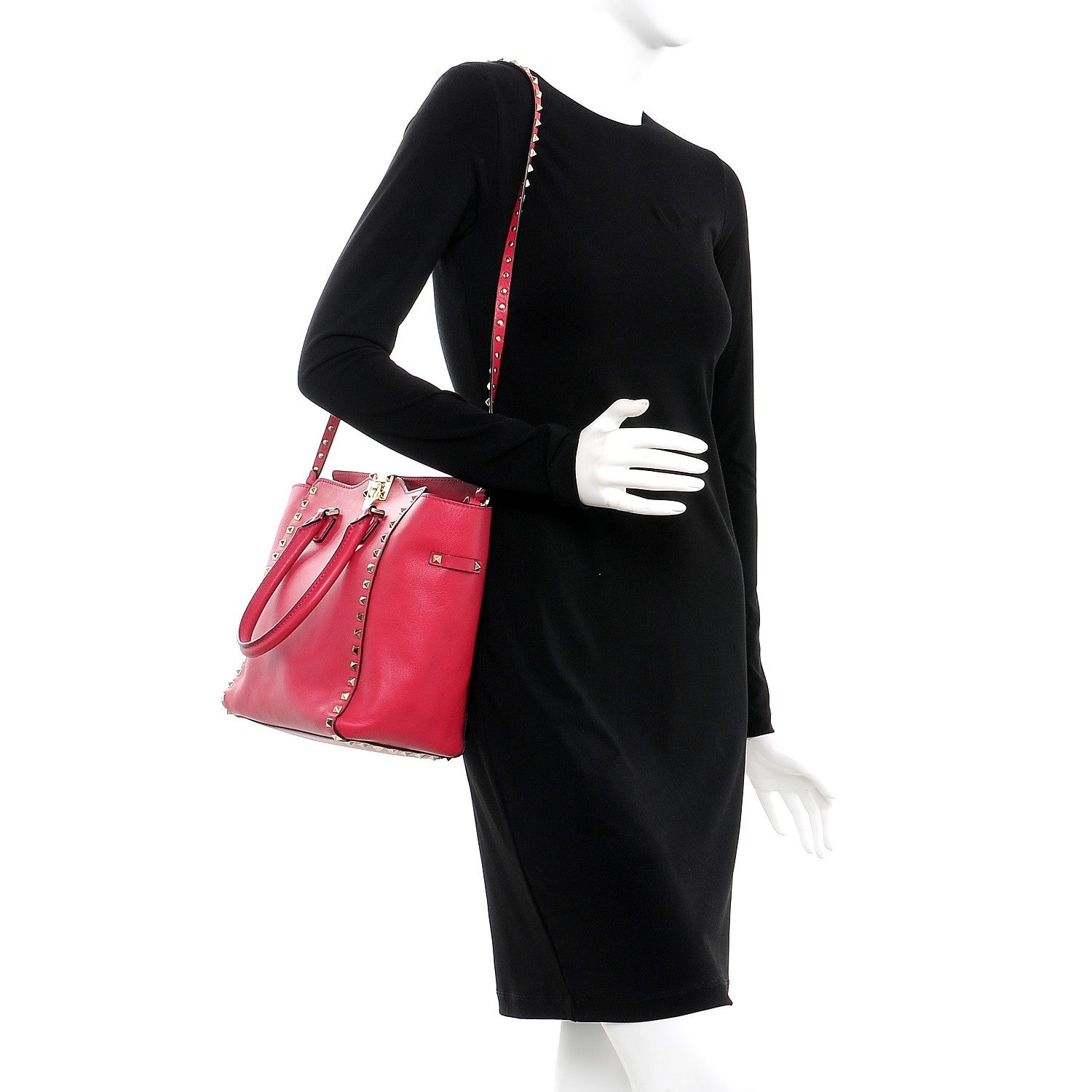 Valentino Garavani Vitello Rockstud Double Handle Tote Cyclamin 2 of 7