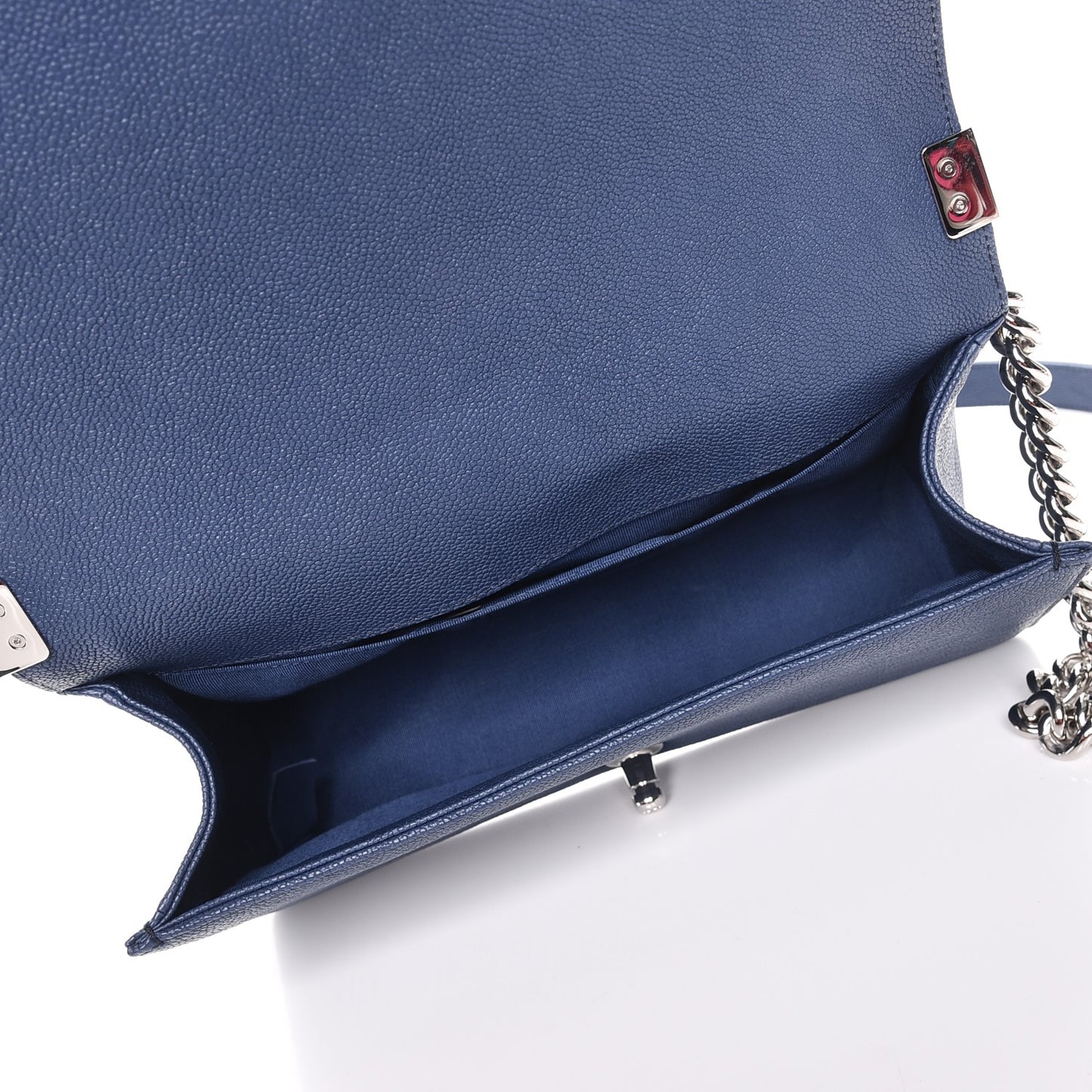 Caviar Quilted Medium Boy Flap Dark Navy Blue