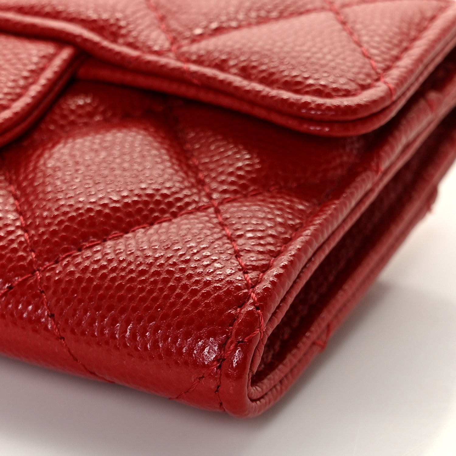 Chanel Caviar Quilted Flap Card Holder Wallet Red 9 of 12