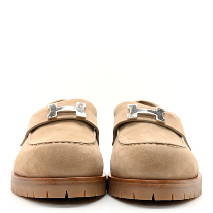 Hermes Suede Goatskin Womens Faubourg Loafers 39 Argile 2 of 12
