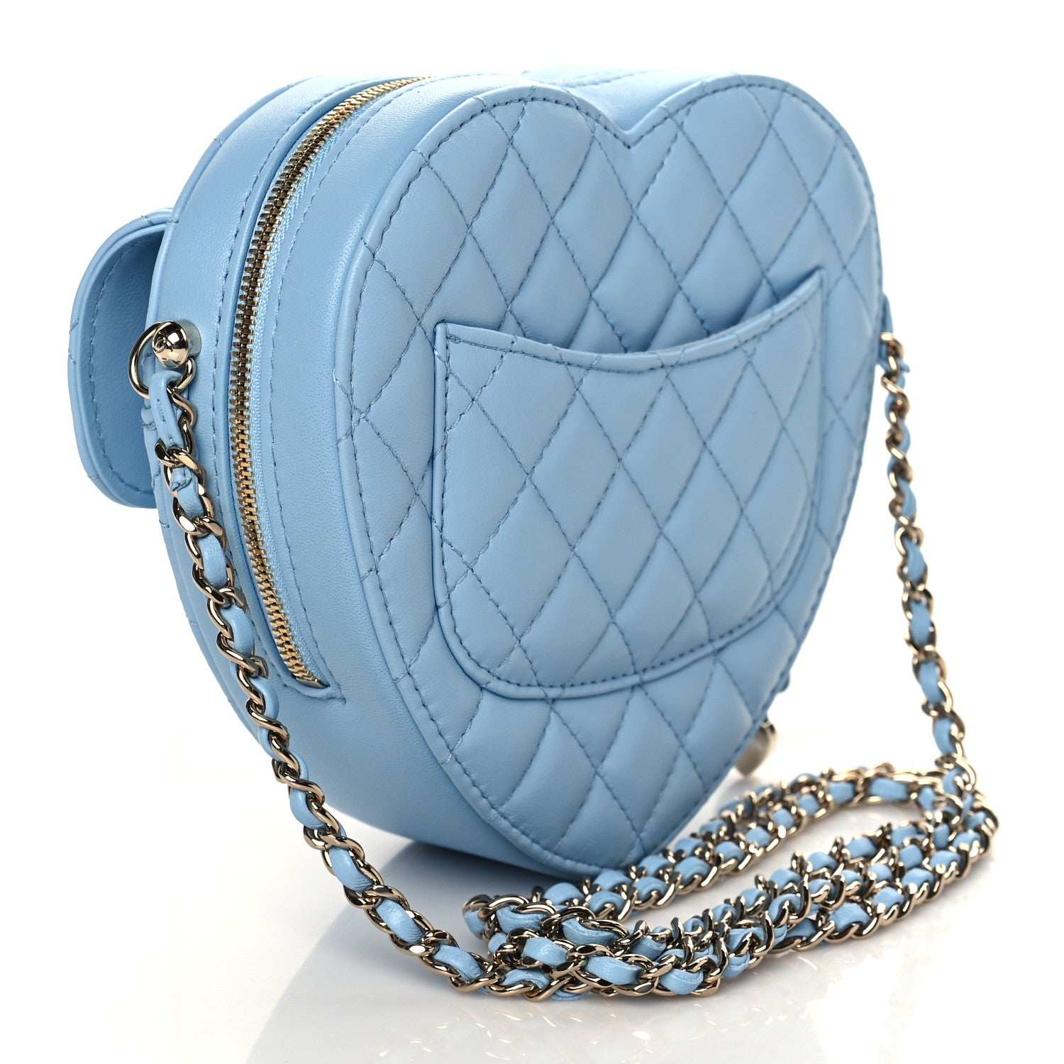 Chanel Lambskin Quilted CC In Love Heart Bag Light Blue 3 of 9