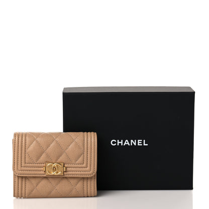 Chanel Caviar Quilted Boy Card Holder Wallet Beige 10 of 10