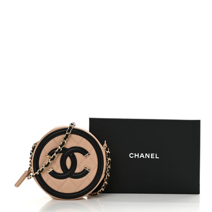 Chanel Caviar Quilted Round Filigree Crossbody Beige Black 11 of 11