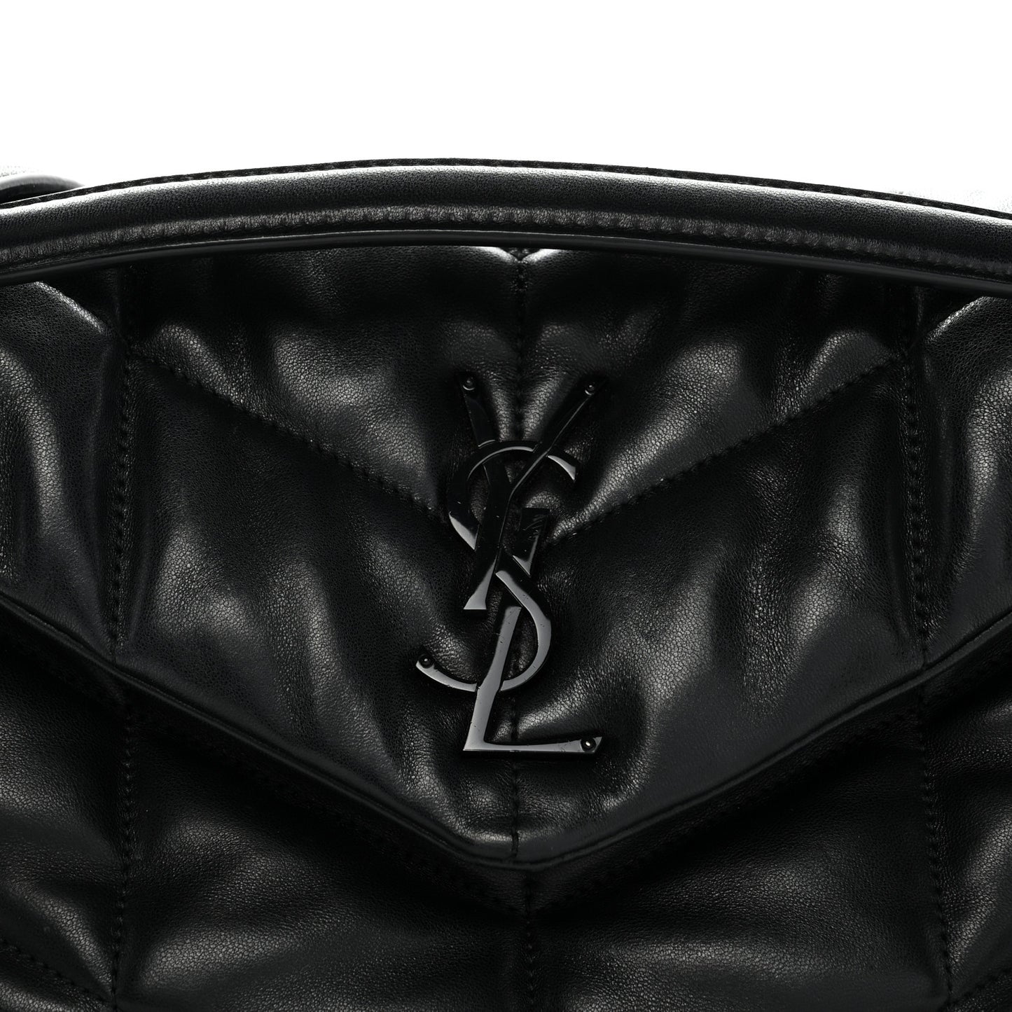 Lambskin Quilted Monogram Monochrome Small Loulou Puffer Chain Satchel Black