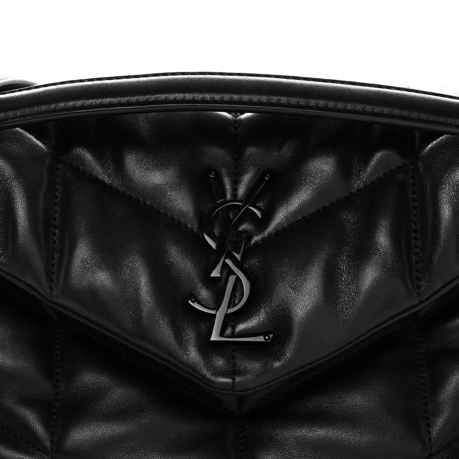 Saint Laurent Lambskin Quilted Monogram Monochrome Small Loulou Puffer Chain Satchel Black 8 of 11