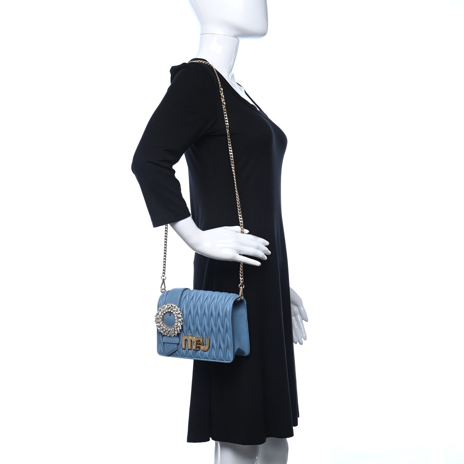 Miu Miu Matelasse Crystal Embellished Shoulder Bag Astrale 2 of 9