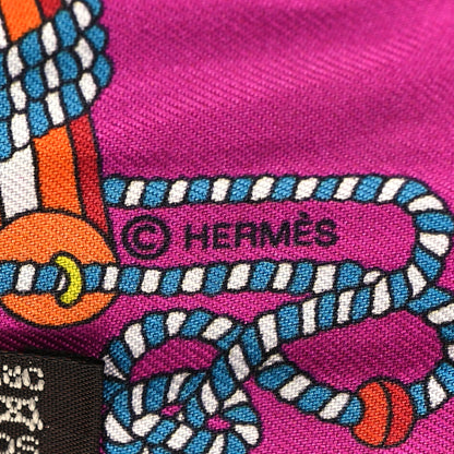 Hermes Silk Cordages Twilly Scarf Fuchsia Vert Orange 3 of 4