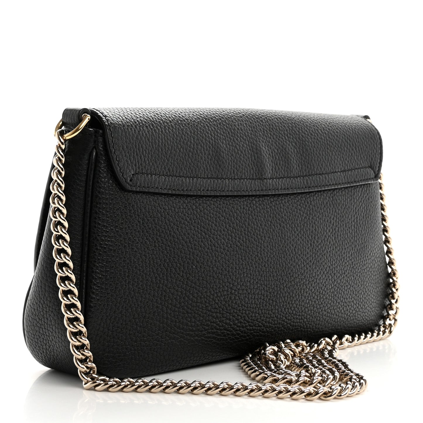 Pebbled Calfskin Medium Soho Flap Crossbody Black