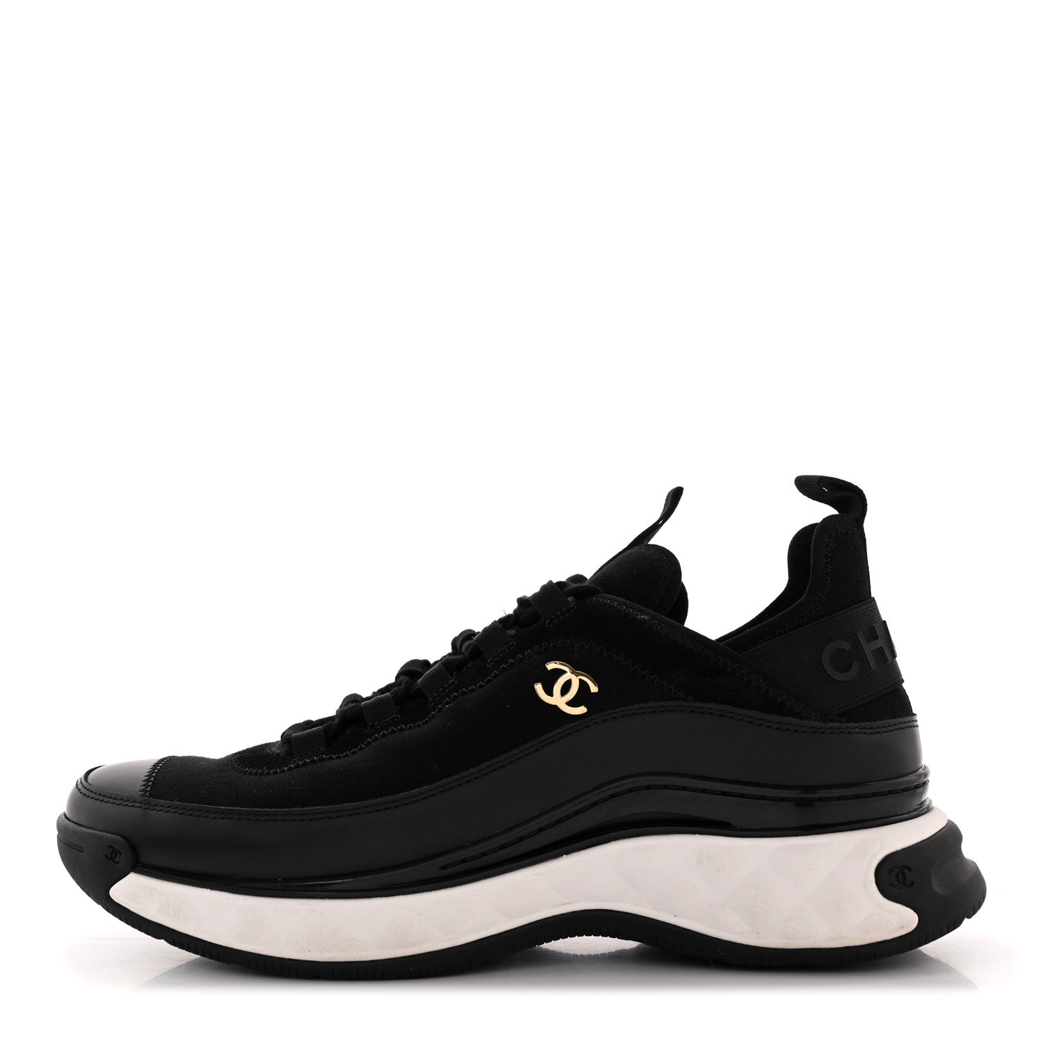 Chanel Velvet Calfskin Mixed Fibers CC Sneakers 41 Black 1 of 10