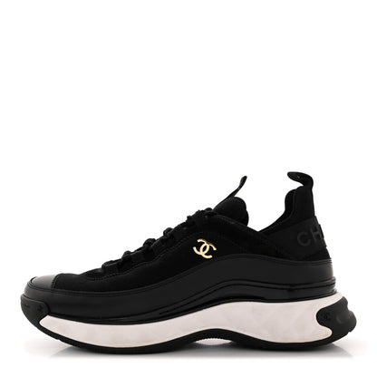 Chanel Velvet Calfskin Mixed Fibers CC Sneakers 41 Black 1 of 10