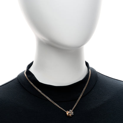 Cartier 18K White Pink Gold Diamond Three Ring LOVE Pendant Necklace 2 of 4