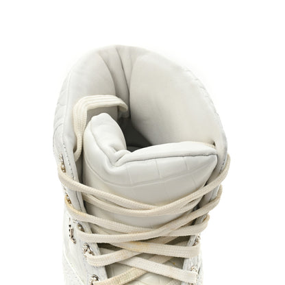Chanel Calfskin Crocodile Embossed Cocodile High Top Sneakers 39.5 White 12 of 13