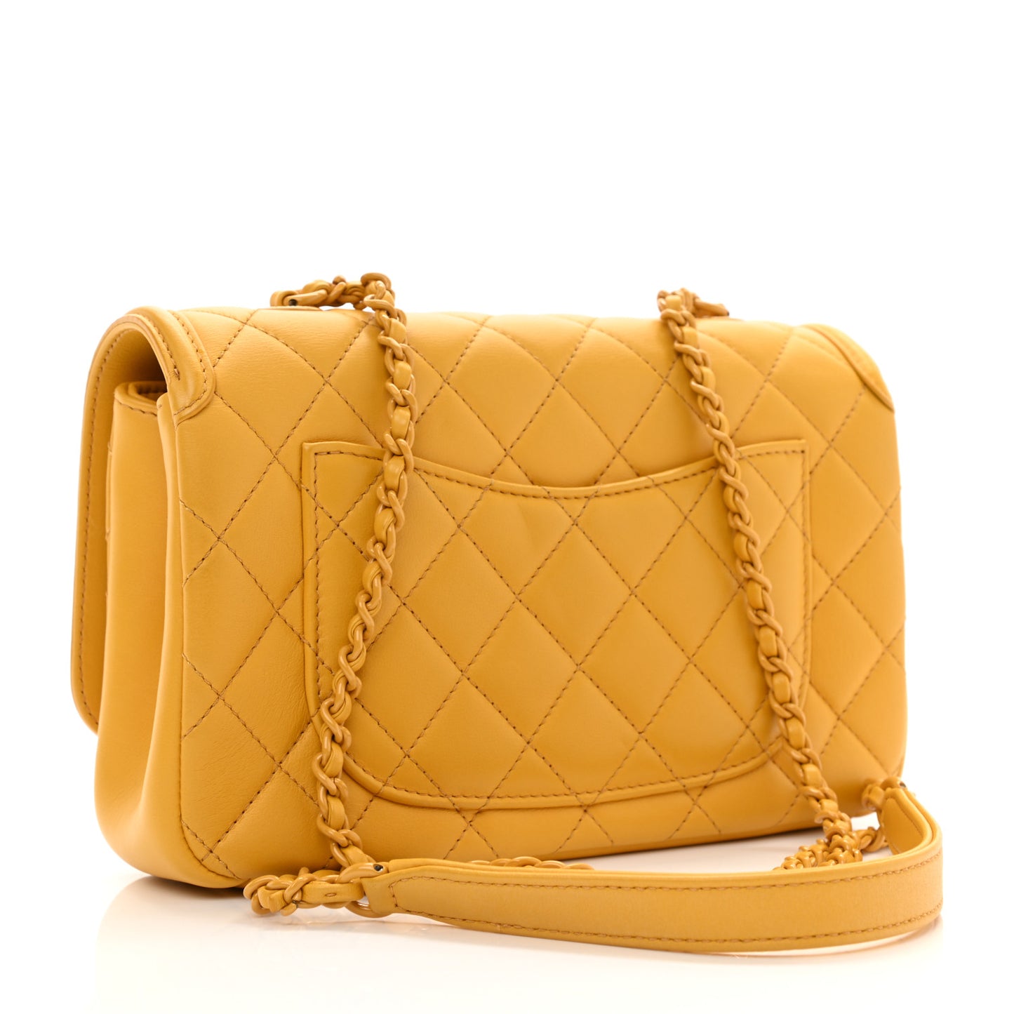 Lambskin Quilted Small CC Filigree Flap Yellow