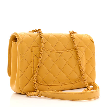 Chanel Lambskin Quilted Small CC Filigree Flap Yellow 3 of 11