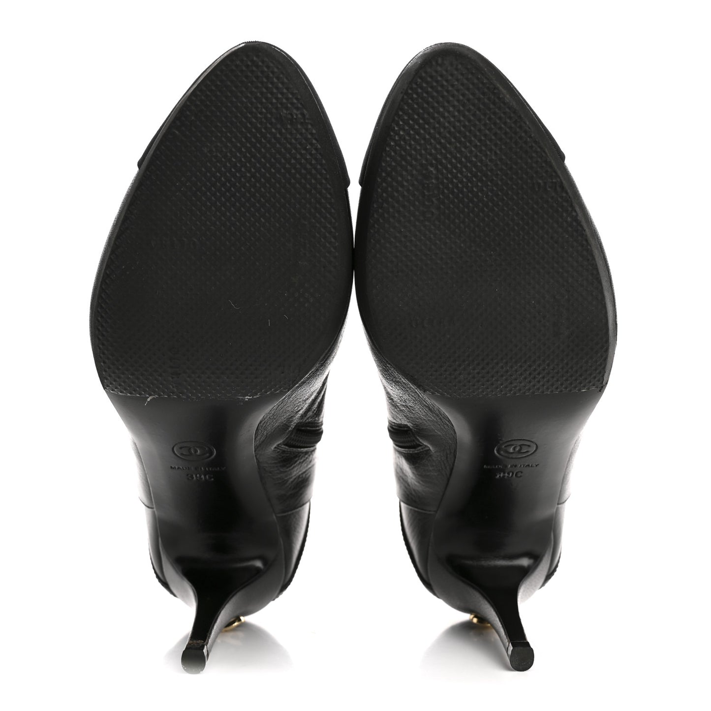 Calfskin CC Cap Toe Booties 39 Black