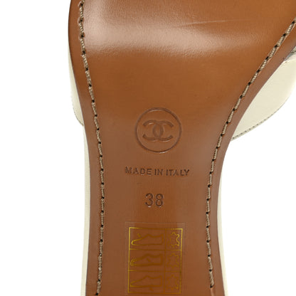 Chanel Calfskin Logo Mules 38 White 6 of 13