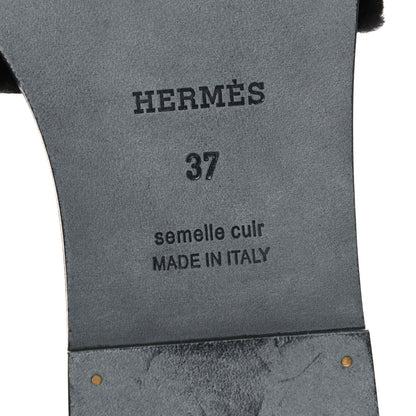 Hermes Mink Fur Oran Sandals 37 Black 6 of 11