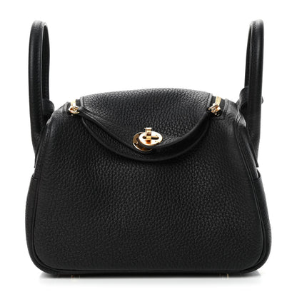 Hermes Taurillon Clemence Mini Lindy 20 Black 1 of 4