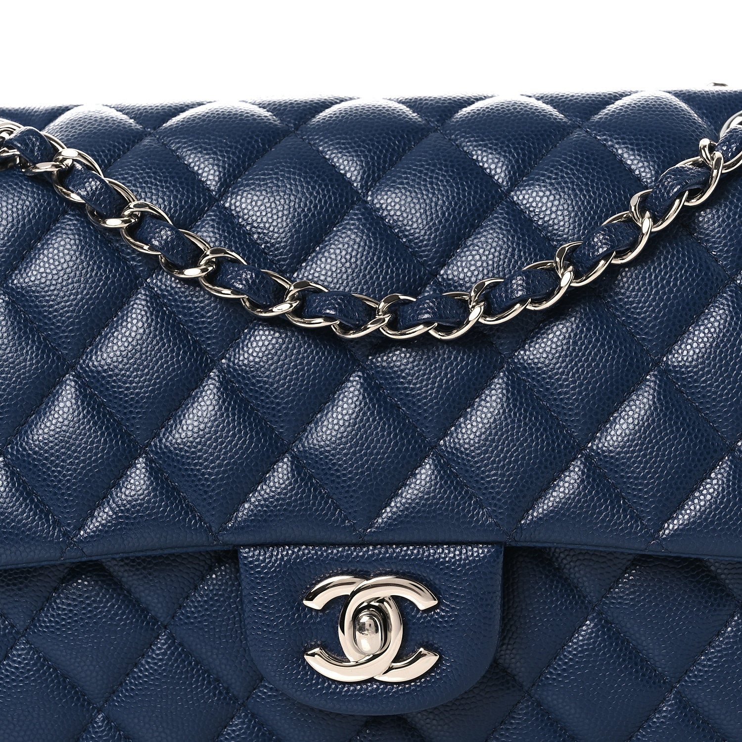 Chanel Caviar Quilted Medium Double Flap Navy 7 of 11