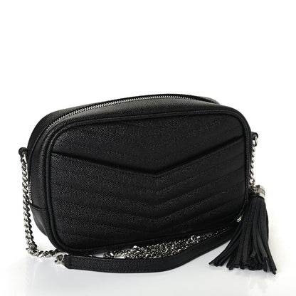Saint Laurent Grain De Poudre Matelasse Monogram Mini Lou Camera Bag Black 2 of 4