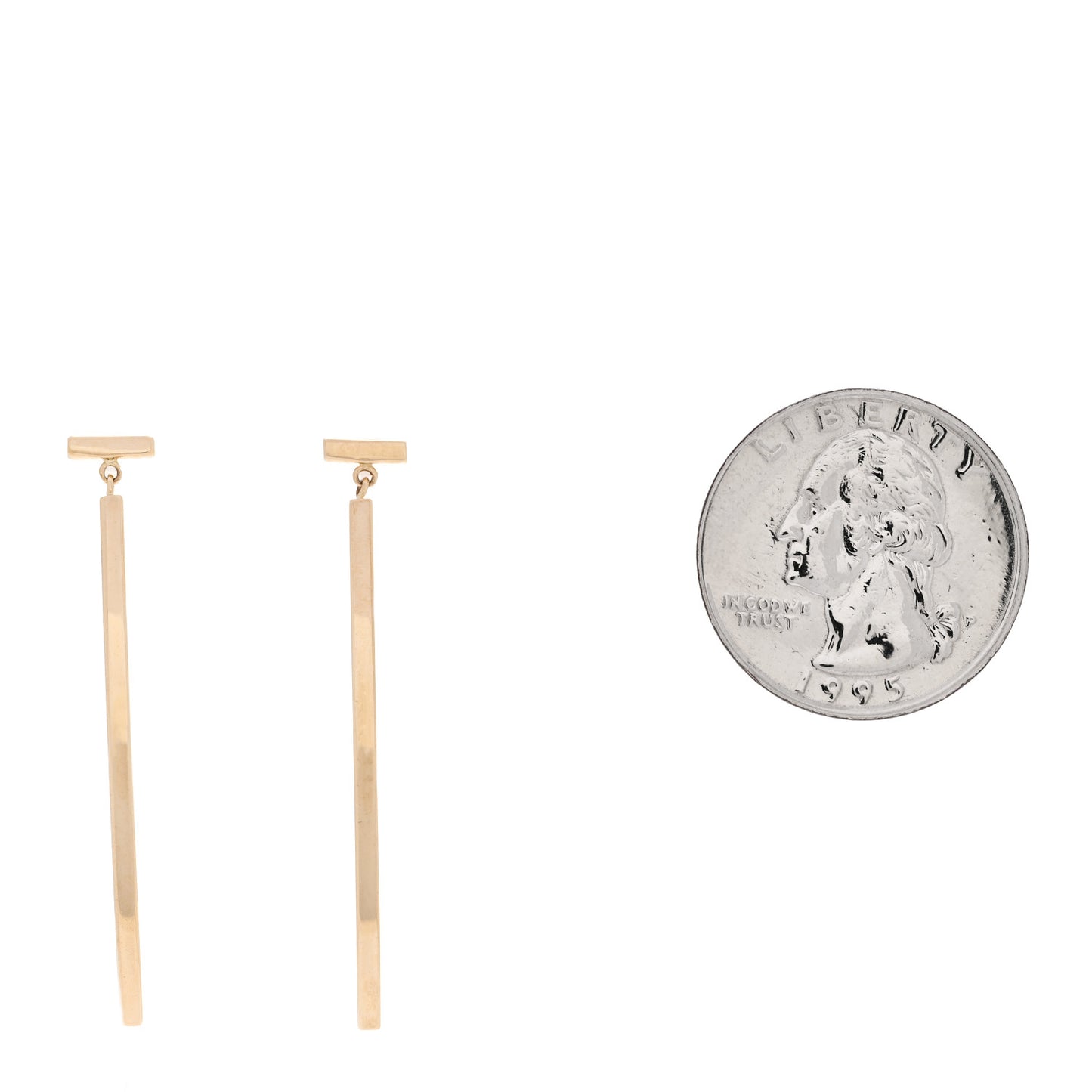 18K Yellow Gold T Bar Earrings