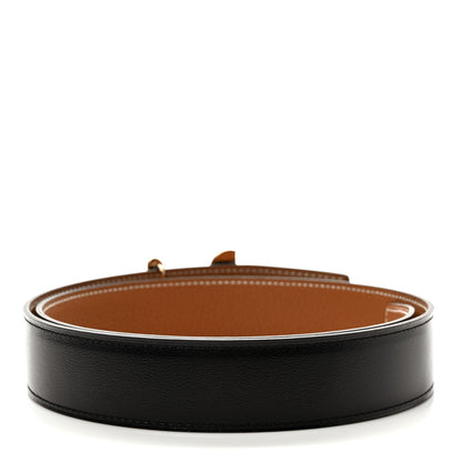 Hermes Box Togo 32mm Panache Belt 80/32 Black Gold 2 of 4