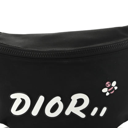 Christian Dior X KAWS Nylon Calfskin Bee Belt Bag Black 8 of 12
