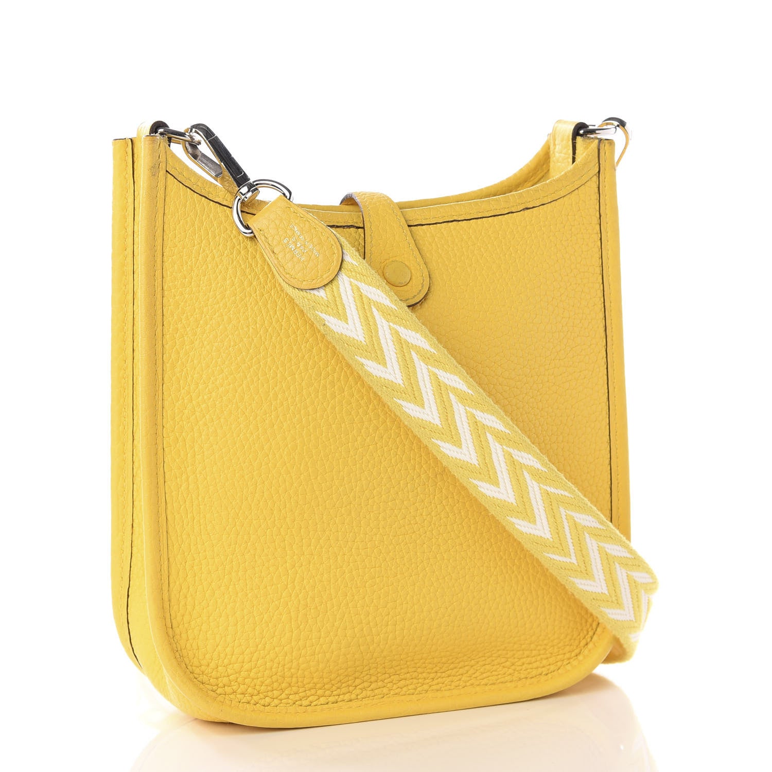 Hermes Taurillon Clemence Amazone Evelyne TPM Jaune De Naples White 2 of 9