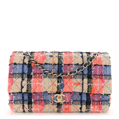 Chanel Tweed Quilted Medium Double Flap Blue Orange Yellow 1 of 12