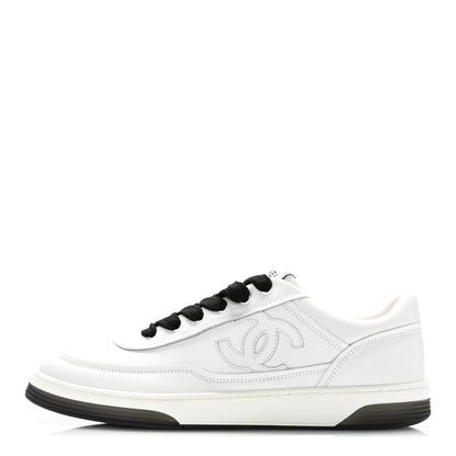 Chanel Calfskin CC Womens Sneakers 40 White Black 1 of 13