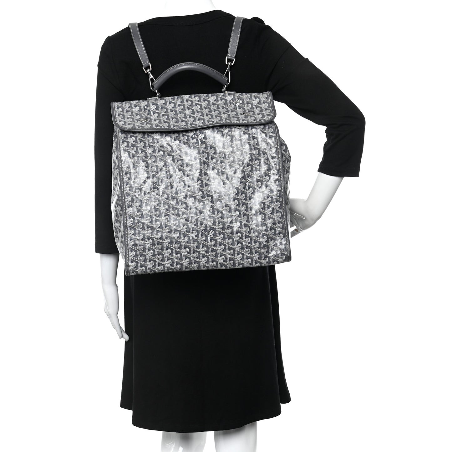 Goyardine Saint Leger Soft Briefcase Backpack Grey