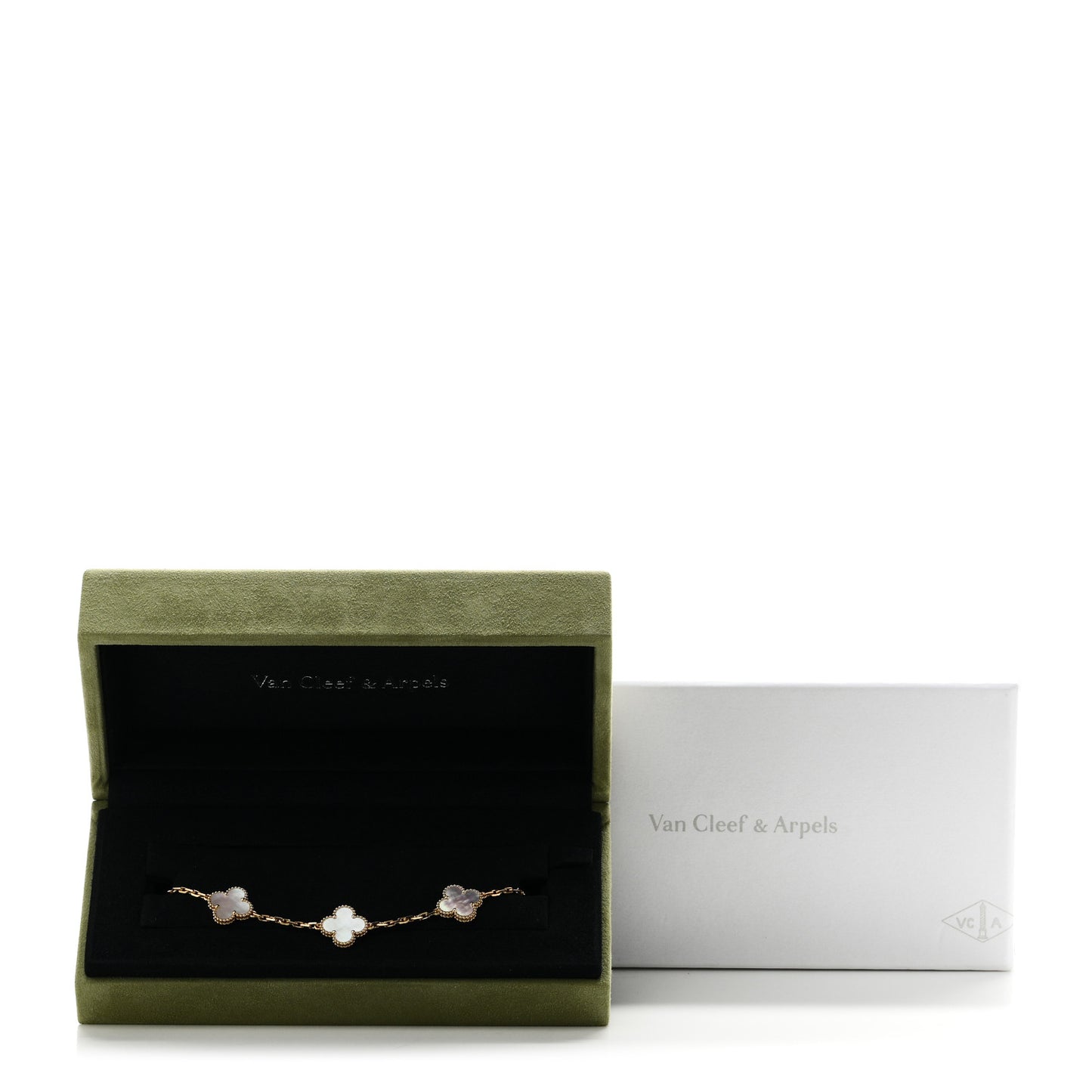 18K Yellow Gold Mother of Pearl 5 Motifs Vintage Alhambra Bracelet